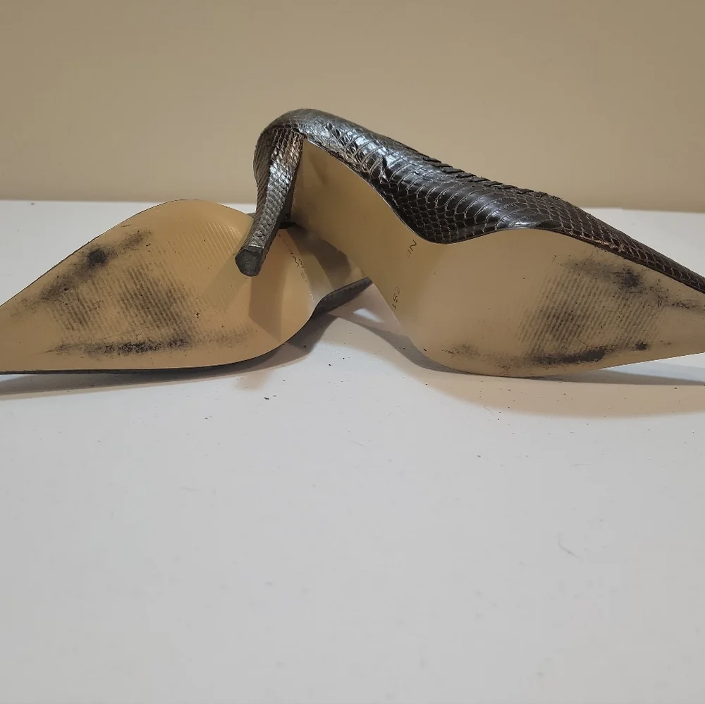 Nine West Brown Snakeskin Pointed-Toe Heels